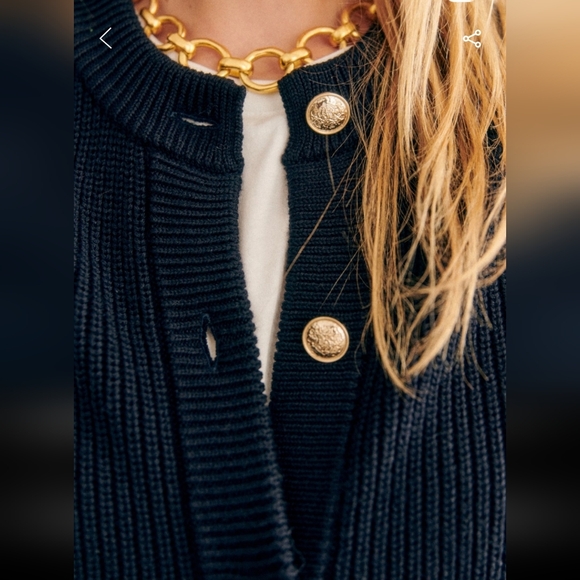 Sezane Madeline Cardigan - Navy with Gold Buttons - Picture 6 of 7